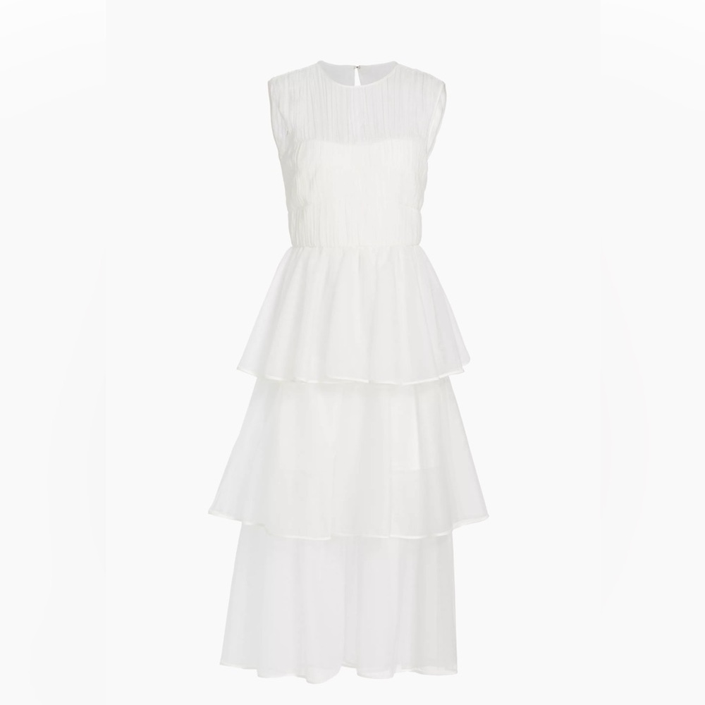 🆕#249 NWT~JONATHAN SIMKHAI Benton Tulle Plisse Midi Dress, Size 4 - Picture 2 of 16